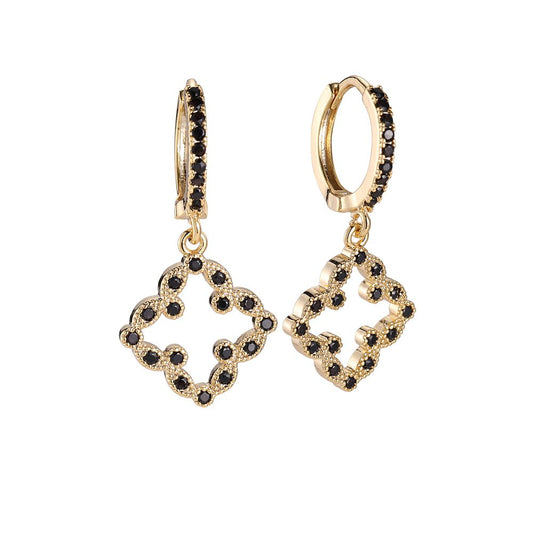 Diamond Cross Earrings Gold & Black